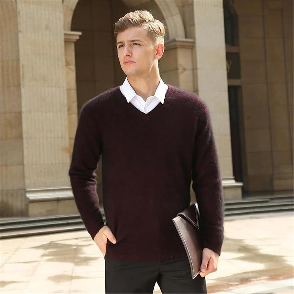 Amazon.com: Niiyyjj Men's 100% Mink Cashmere V Neck Sweater